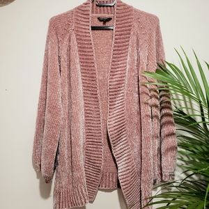 Chenille Puff Sleeve Oversized Cardigan